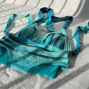 Blue Ombre Stripe Classic Sunseeker Swimsuit Australia Swim size 6 swimwear
